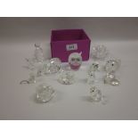 Quantity of Swarovski and other crystal animal figures together with a quantity of various small