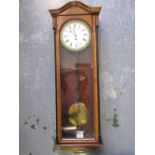 19th Century beechwood and part ebonised Vienna regulator clock with an enamel dial,