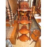 Reproduction mahogany four tier corner whatnot in Victorian style