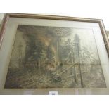 Two framed silk work pictures,
