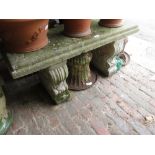 Cast concrete garden bench