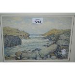 Owen Dalziel, watercolour, coastal scene, signed, 6ins x 9ins,