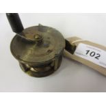 Small brass centre pin fishing reel by S. Allcock and Co.