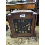 Art Deco oak two train mantel clock