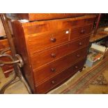 19th Century mahogany straight front chest of two short and three long drawers with turned knob