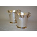 Pair of oval silver plated two handled wine coolers