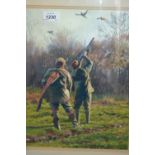 Stephen Hawkins pastel, ' The Last Drive ' (pheasant shooting), 14ins x 11ins,