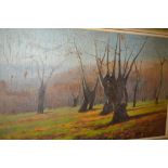 Fred Milner, oil on canvas, landscape (a/f) together with a Frank Harding,