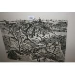 A.Y Gross, artist signed Limited Edition etching, ' Plateau ', 15.5ins x 19.