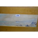 Garman Morris, watercolour, view at Lizard head, signed with initials, 5ins x 15ins,