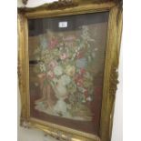 Good quality petit point needlework picture, a still life vase of flowers, 20.5ins x 14.