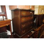 Small 20th Century mahogany and crossbanded four drawer straight front chest with brass handles