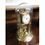 Edwardian brass anniversary clock under glass dome