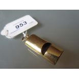 Late 19th Century 18ct gold dog whistle with presentation engraving