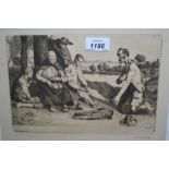 William String, etching titled ' Mealtime ', signed in pencil by the artist,