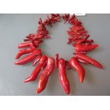 Large heavy coral necklace with silver clasp