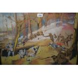 H. Maycock, signed gouache, World War I battle scene, 17.