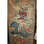 Two large Chinese watercolour scroll pictures, studies of warriors,