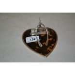 Early 20th Century silver mounted tortoiseshell heart shaped wishbone paper clip,