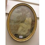 George III oval silk work picture,