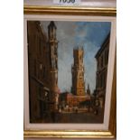 Anthony Flemming, 20th Century oil on board, a street scene in Bruges, signed with monogram, 4.