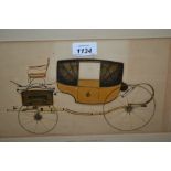 Pair of 19th Century ink and watercolour, studies of horsedrawn carriages,