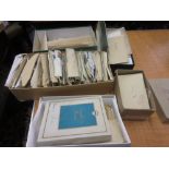Two boxes containing a collection of French,