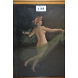 Late 19th Century Italian school oil, portrait of a semi nude female in a classical pose,