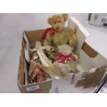 Bisque headed doll with kid leather body (lacking arm and both legs) together with a boxed