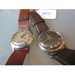 Gentleman's Cyma Navy star wristwatch with graphite dial and leather strap together with another