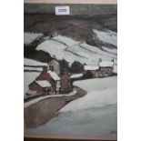 William Selby, oil on paper, winter landscape with dwellings, 18ins x 14ins and a watercolour,