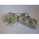 Two beadwork and gilt brass evening purses