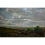 Bentzen Bilkvist, unframed oil on canvas, moorland landscape, signed and dated '25,