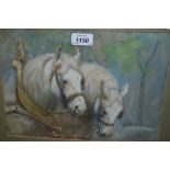 Donald Wood, pastel study of two horses, signed, 8.