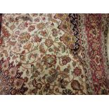Kashan style machine woven beige ground carpet, 2.80 x 2.
