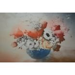 F. Hilon, signed Limited Edition coloured print, still life of flowers, No.