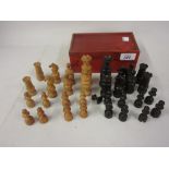 Mid 20th Century chess set in wooden box