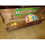 Jaques croquet set in original box and another later set in same box together with a set of balls