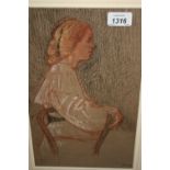 Hubert Lindsay Wellington, chalk study, portrait of Nancy at Stafford, signed with initials, 12.