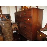 19th Century mahogany straight front chest of two short and three long graduated drawers with knob