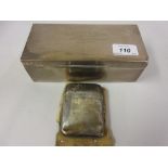 London silver rectangular cigarette box presented by the Captain and Officers H.M.S.