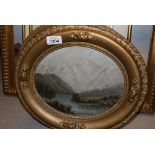 Two oval gilt framed oil paintings on board,