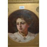 Manner of Frederick Leighton, 19th Century circular mounted oil on canvas,