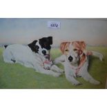 Pastel study of two dogs, monogrammed A.J.H.