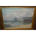 H.A. Finney, signed oil, view of Notre Dame from the Seine with figures to the foreground, 9.