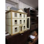 Large modern three storey Georgian style dolls house on stand