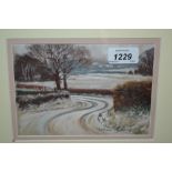 Stephen Hawkins, watercolour, ' A Snowy Morning ', signed, 5ins x 7ins,