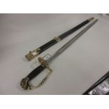 Reproduction sword with single fuller blade, engraved Davis Brown,