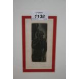 Pair of Russian school etchings, portrait of a soldier and study of musicians,