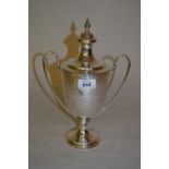 Similar larger two handled pedestal trophy cup and cover,